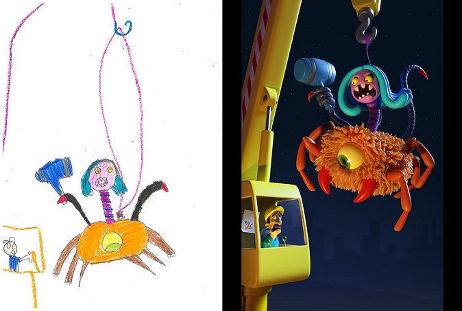 Artistas recriam desenhos de monstros feitos por crianças, de forma criativa e autoral